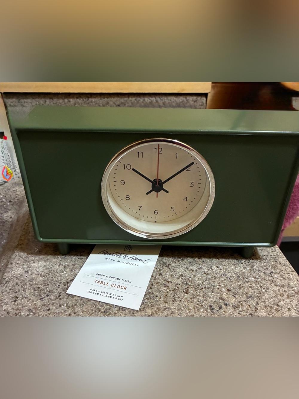 Table Clock Green- Hearth & Hand with Magnolia BRAND NEW
